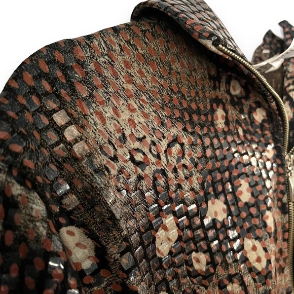 EXCLUSIVELY MISOOK Jacket Size Large Animal Print Zip Shiny Cocktail Vintage - Picture 3 of 6
